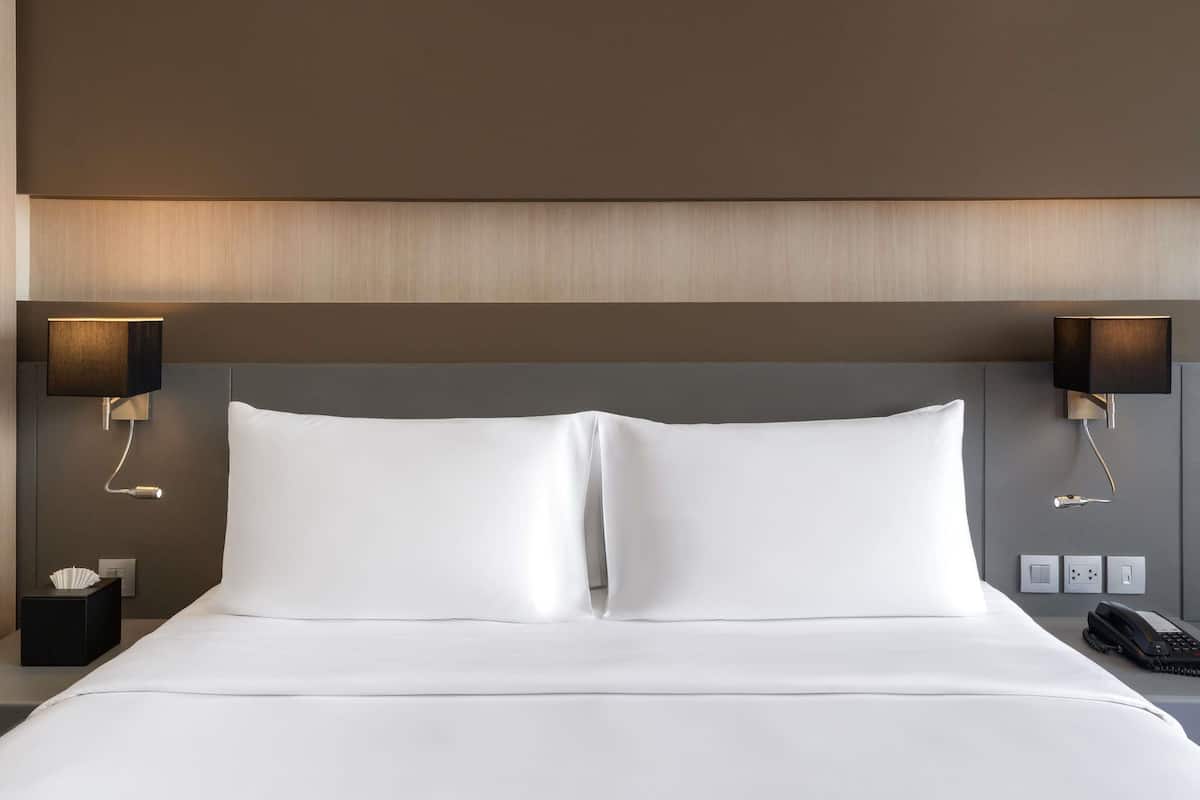 In-room safe, desk, laptop workspace, blackout curtains