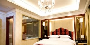Premium bedding, desk, blackout drapes, iron/ironing board