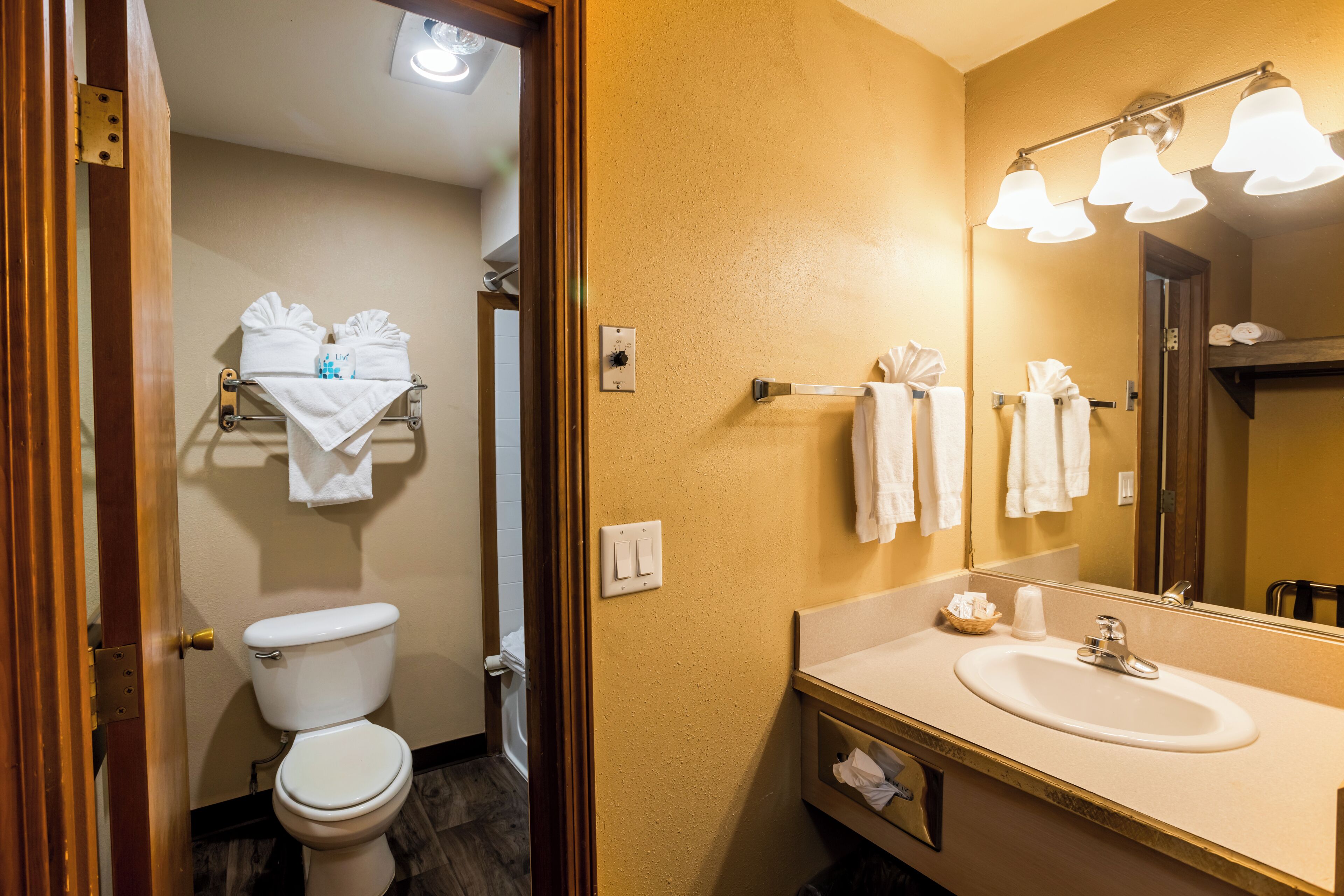 free toiletries, hair dryer, towels