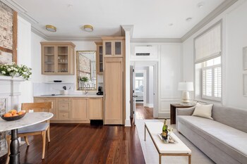 Three Bedroom Residence | Private kitchen | Microwave, oven, stovetop, dishwasher at Zero George Street