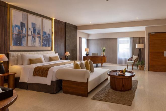 Free minibar items, in-room safe, desk, laptop workspace