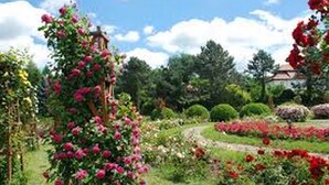 A garden with a variety of flowers and a gazebo. - Grand Pier Boutique Hotel (Bucharest)