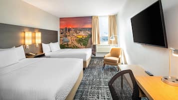 Standard Room, 2 Queen Beds, Non Smoking | Pillowtop beds, desk, iron/ironing board, travel crib