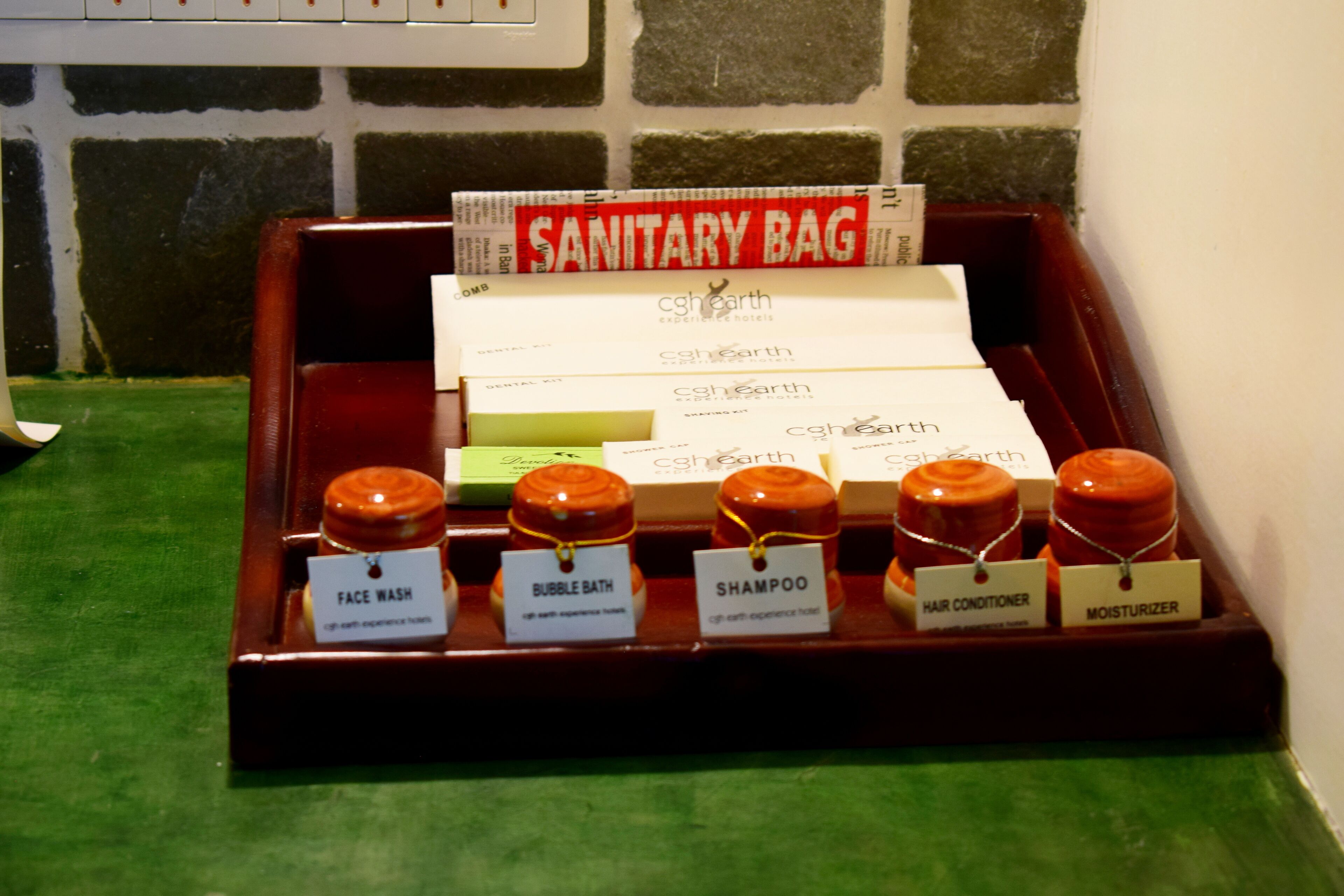 free toiletries, hair dryer, bathrobes, slippers