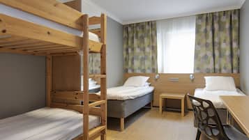 Quadruple Room, Shared Bathroom (Bed linen included) | Individually decorated, individually furnished, desk, blackout curtains