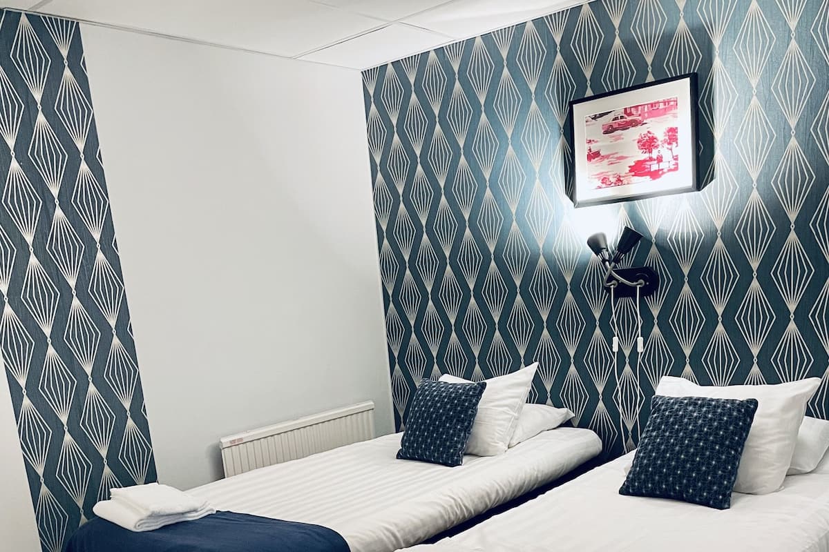 Camera Economy con letto matrimoniale o 2 letti singoli, bagno condiviso (No window) | Copriletto in piuma, una scrivania, ferro/asse da stiro, Wi-Fi gratuito