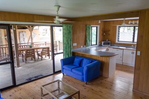Marie Three Bedroom Riverside Villa | Living area | TV - Manea Beach Villas (Rarotonga)