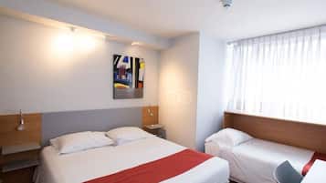 Down duvets, in-room safe, desk, free cots/infant beds