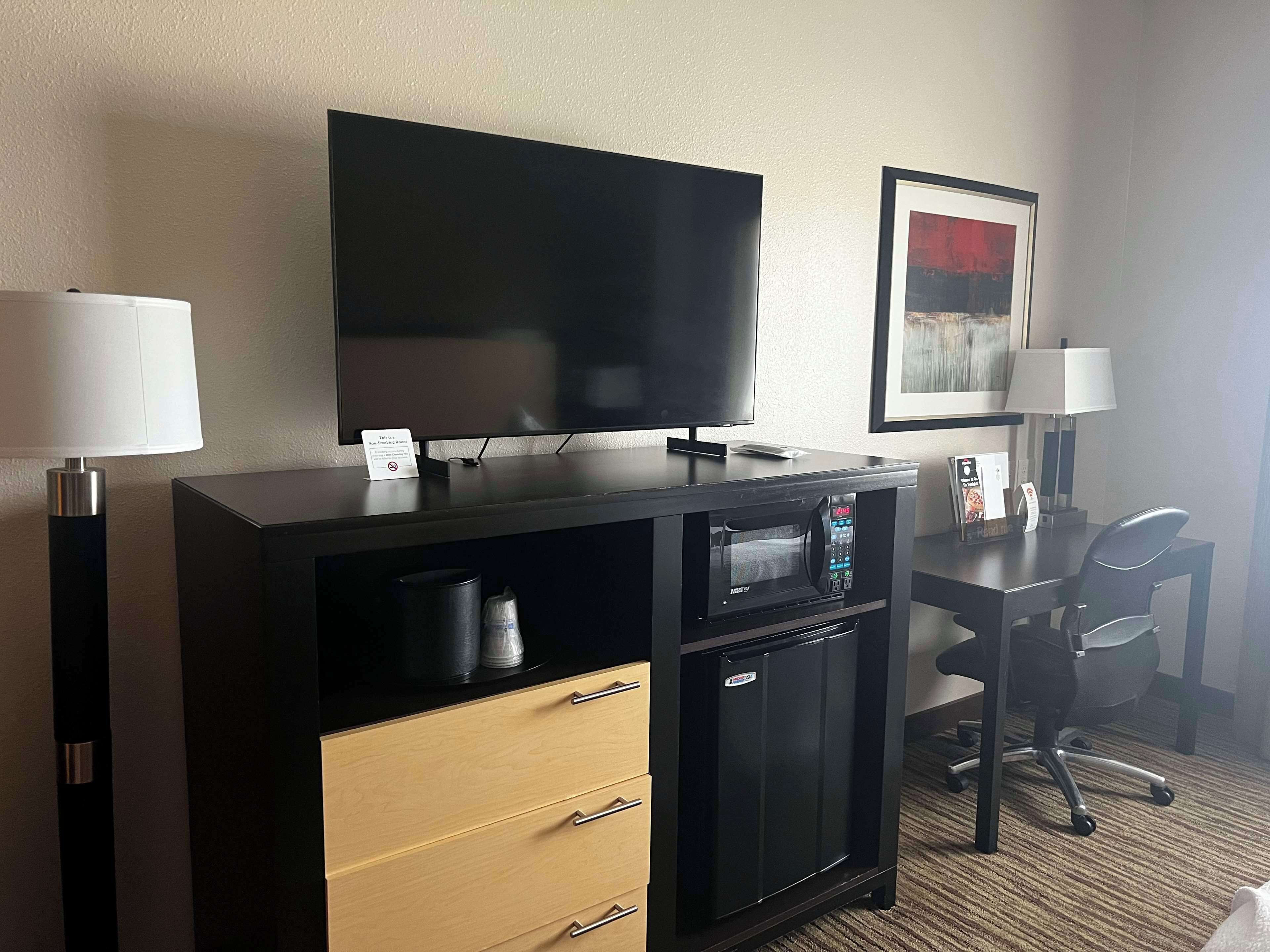 standard room, 2 queen beds, non smoking, refrigerator & microwave (pet friendly) | hypo-allergenic bedding, desk, laptop workspace, blackout curtains