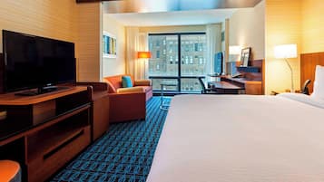 Premium bedding, desk, blackout curtains, iron/ironing board