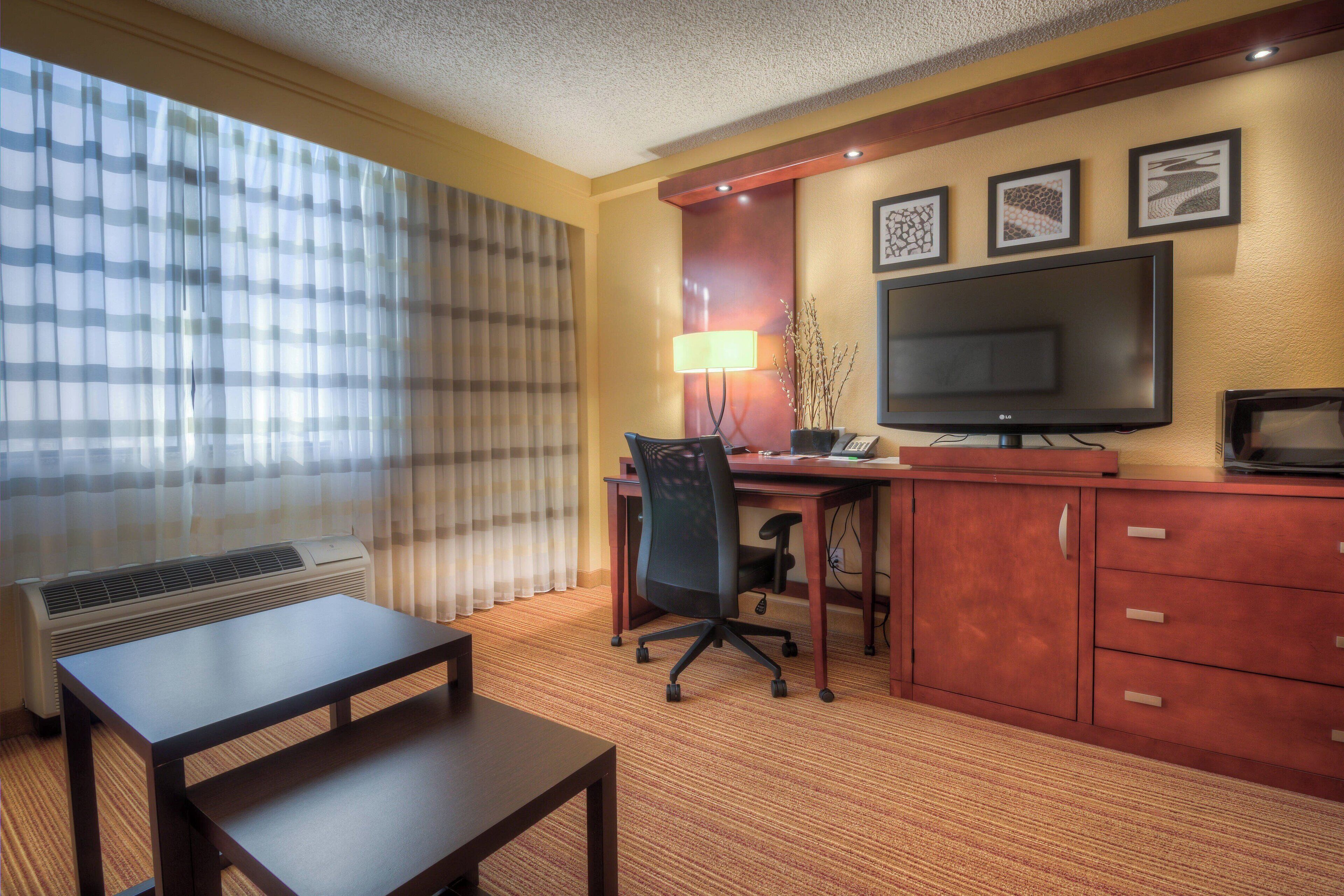 desk, blackout curtains, iron/ironing board, free wifi