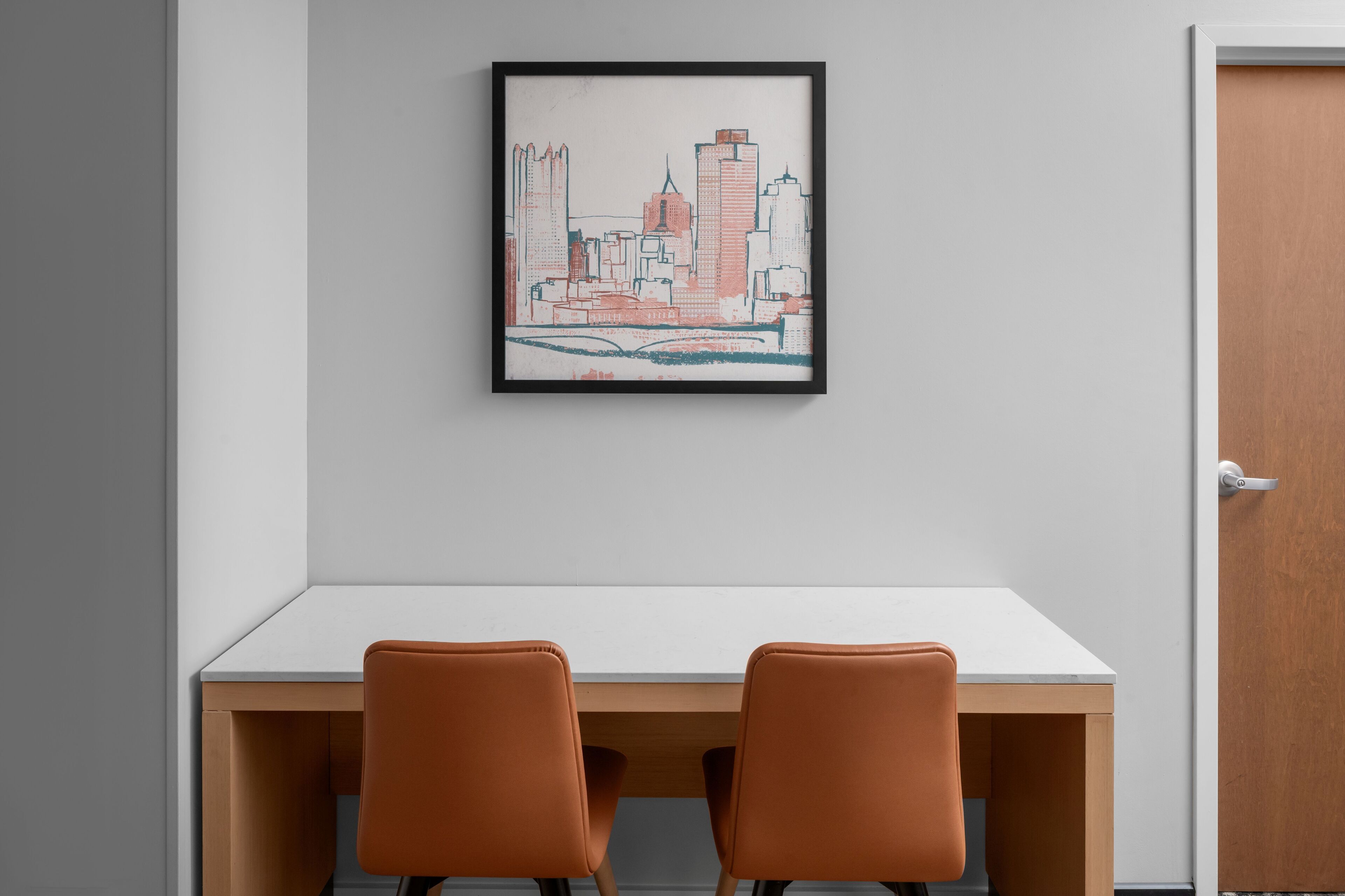 premium bedding, desk, blackout curtains, iron/ironing board