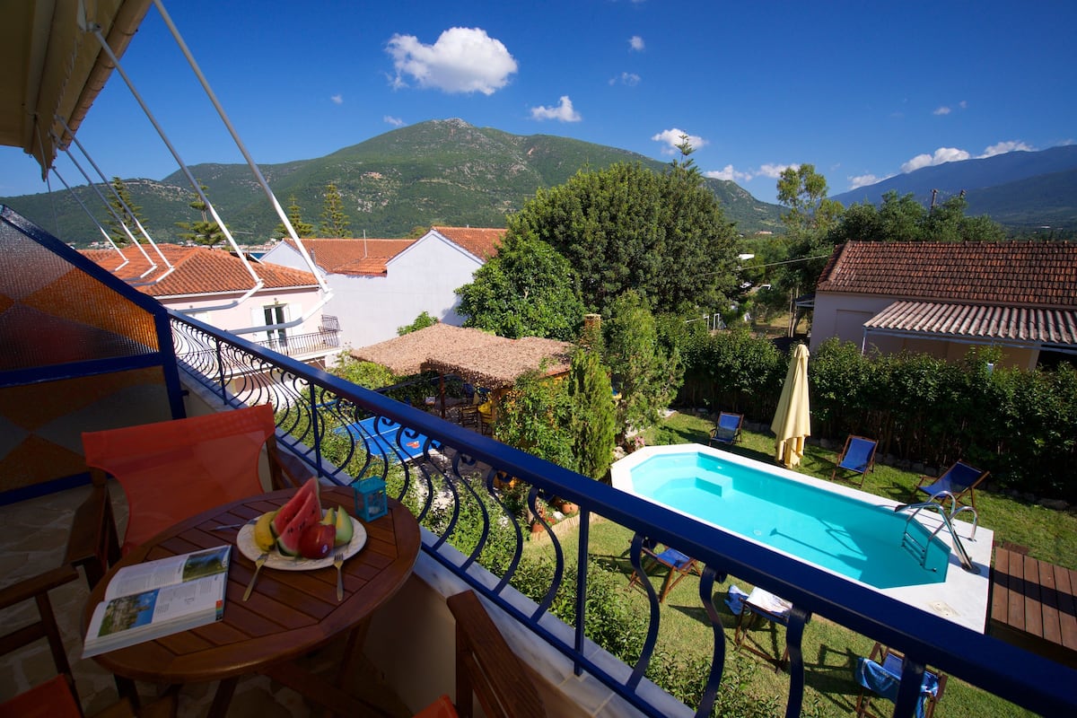 Family Apartment, 1 Bedroom, Pool View | Balcony view