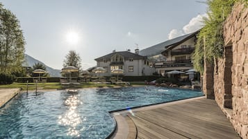 Indoor pool, outdoor pool, pool loungers