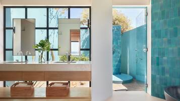 Villa, 1 King Bed, Oceanfront (Plunge Pool, Firepit) | Bathroom | Eco-friendly toiletries, hair dryer, towels