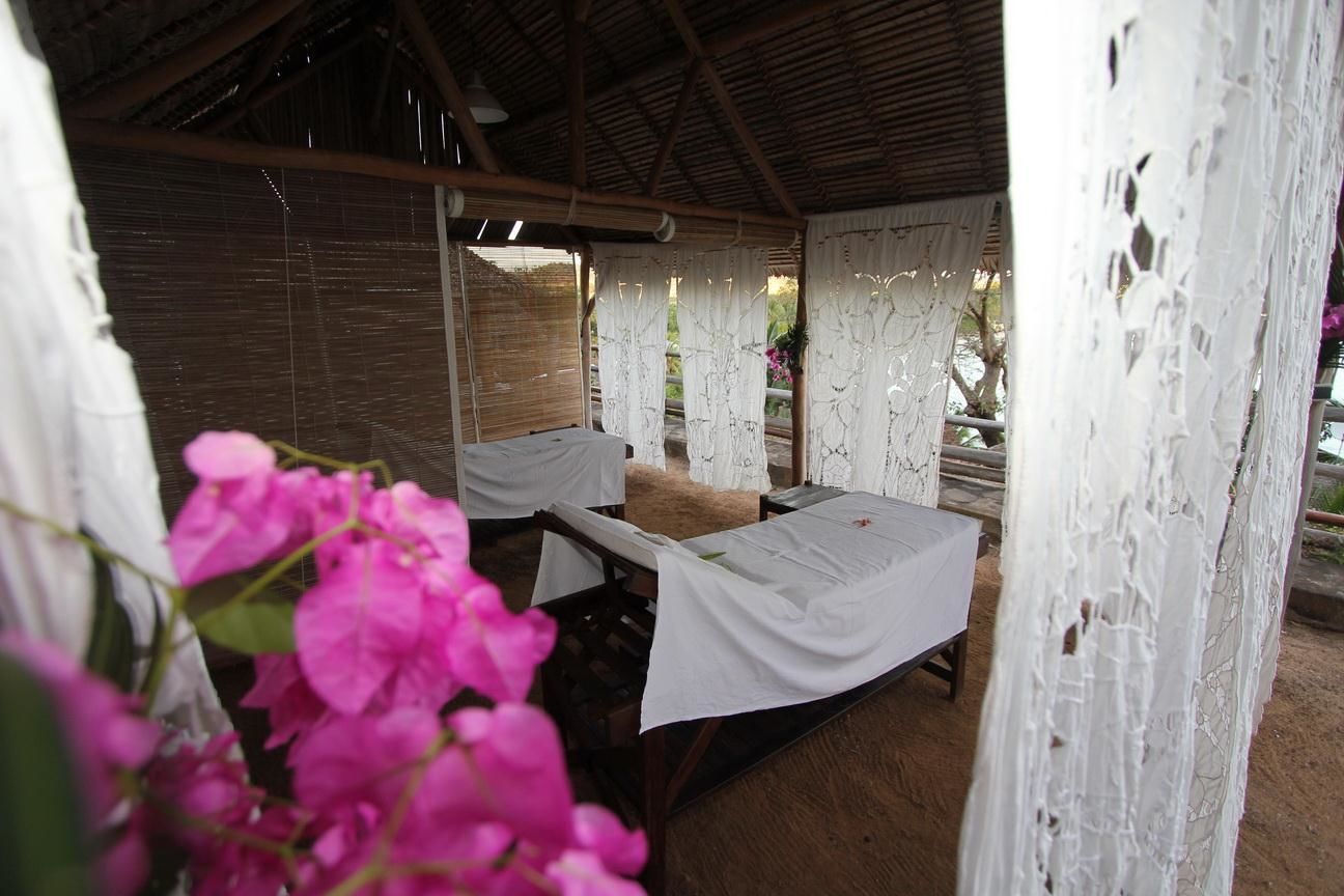 outdoor treatment area, manicures and pedicures, massages