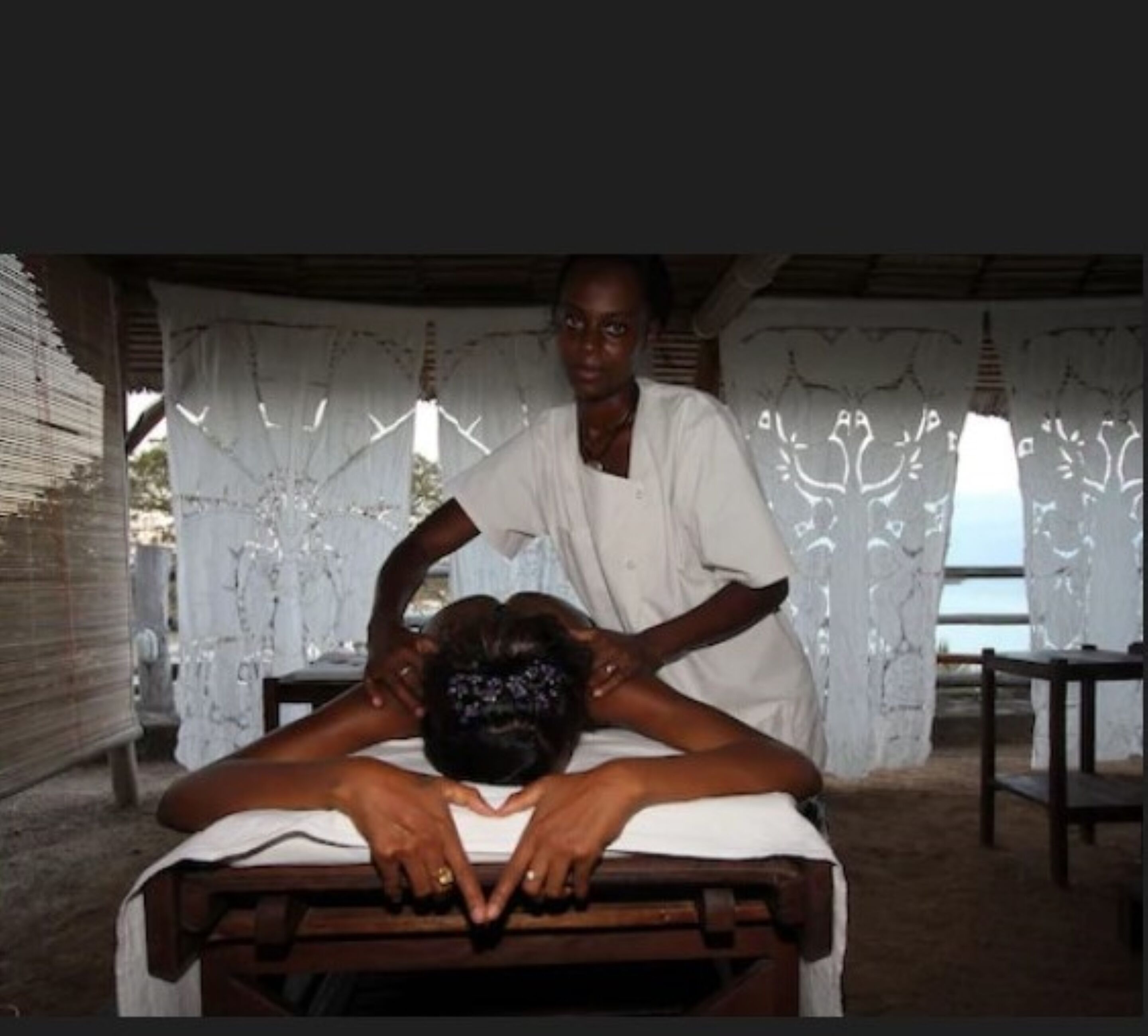 outdoor treatment area, manicures and pedicures, massages