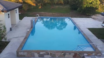 Outdoor pool, open 8:00 AM to 8:00 PM, sun loungers