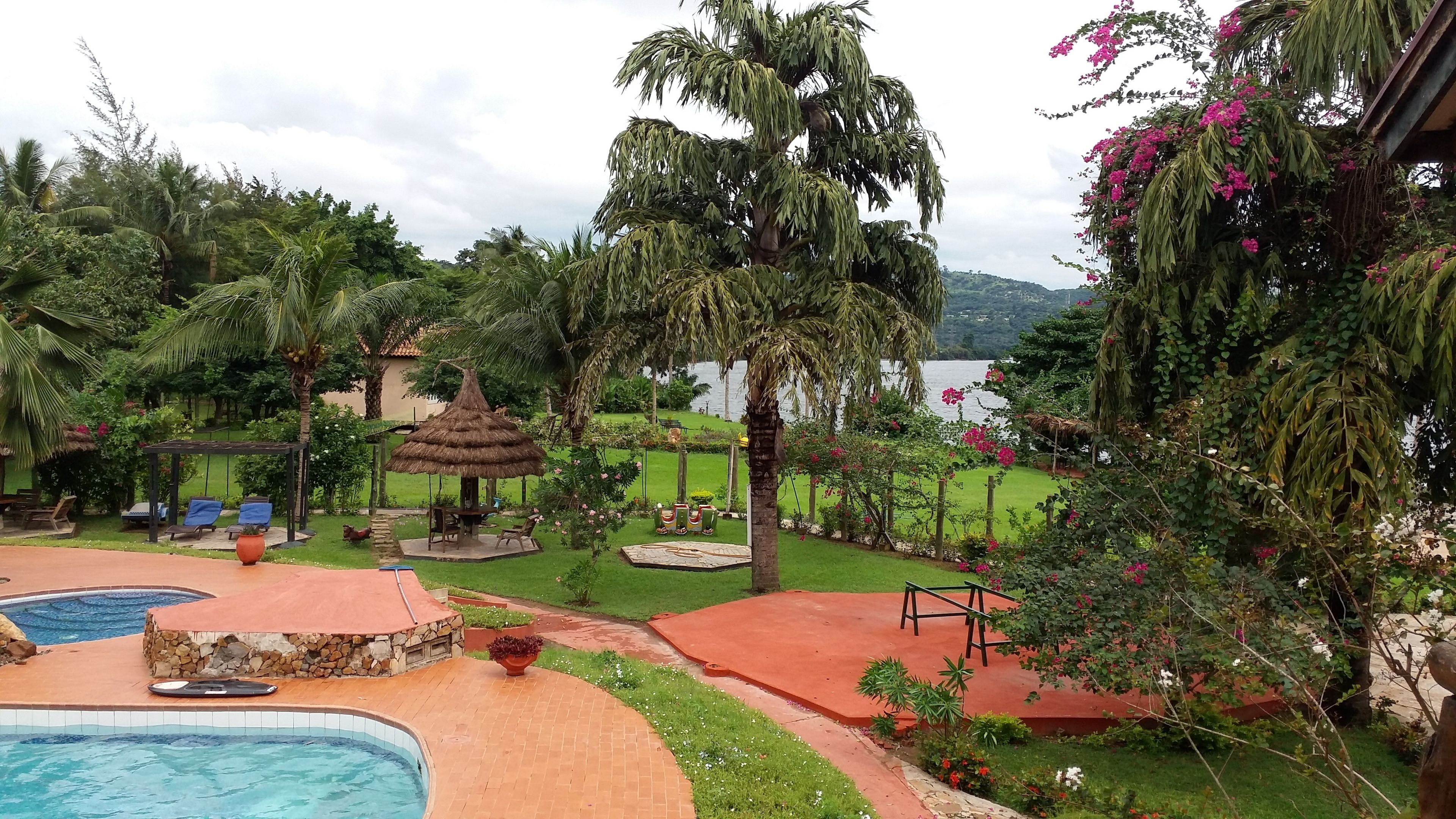 Outdoor pool, pool umbrellas