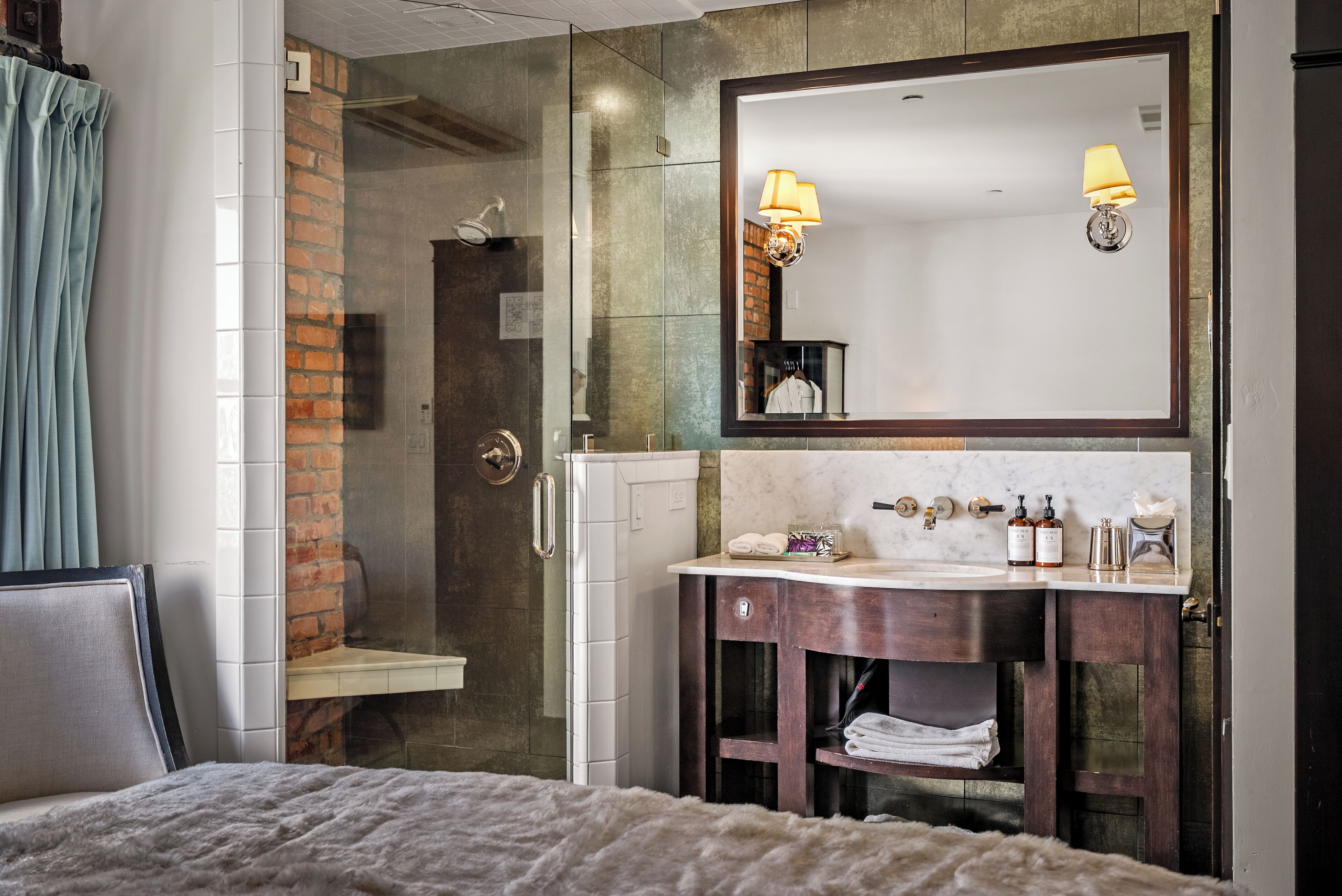 classic room | bathroom | shower, hair dryer, bathrobes, towels