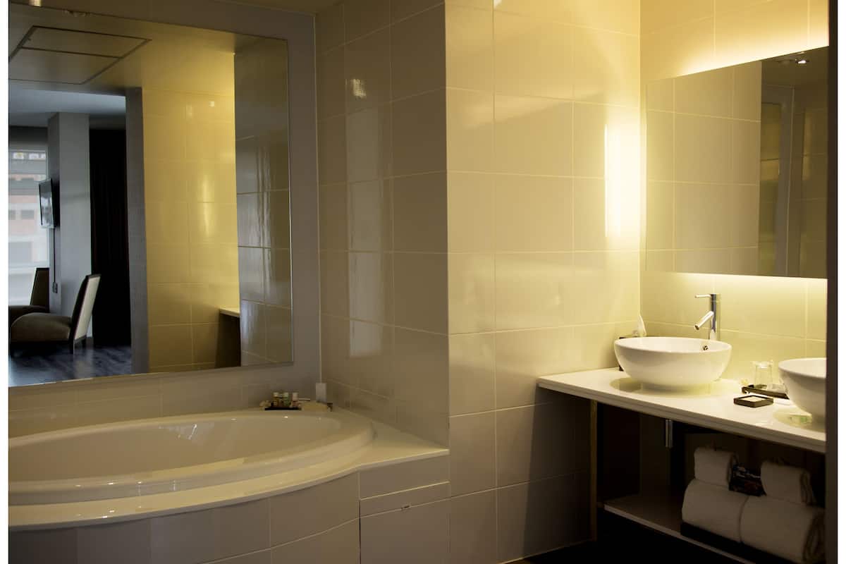 presidential suite | bathroom | shower, rainfall showerhead, designer toiletries, hair dryer
