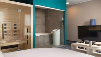 Pillow-top beds, desk, blackout curtains, soundproofing