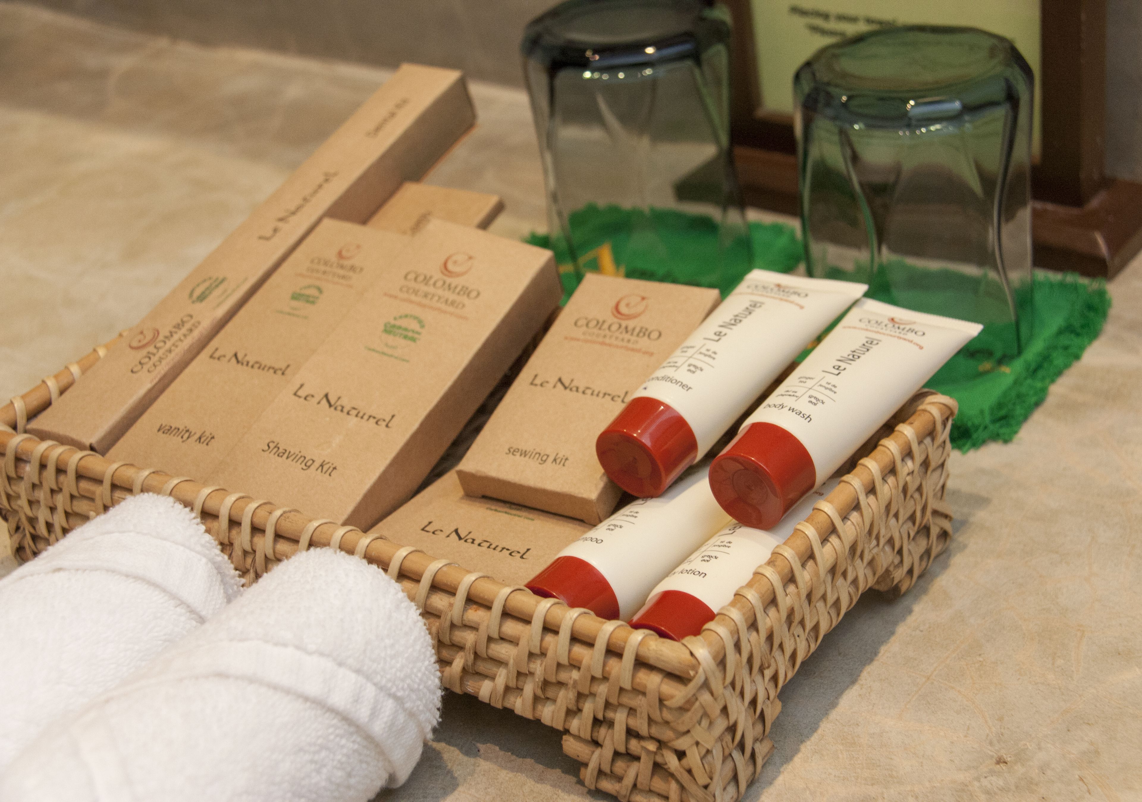 free toiletries, hair dryer, bathrobes, slippers