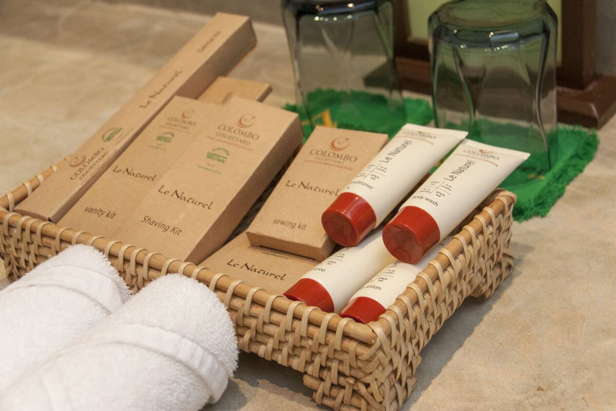 free toiletries, hair dryer, bathrobes, slippers