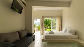 Deluxe Studio, 1 Queen Bed with Sofa bed | Living room | LED TV