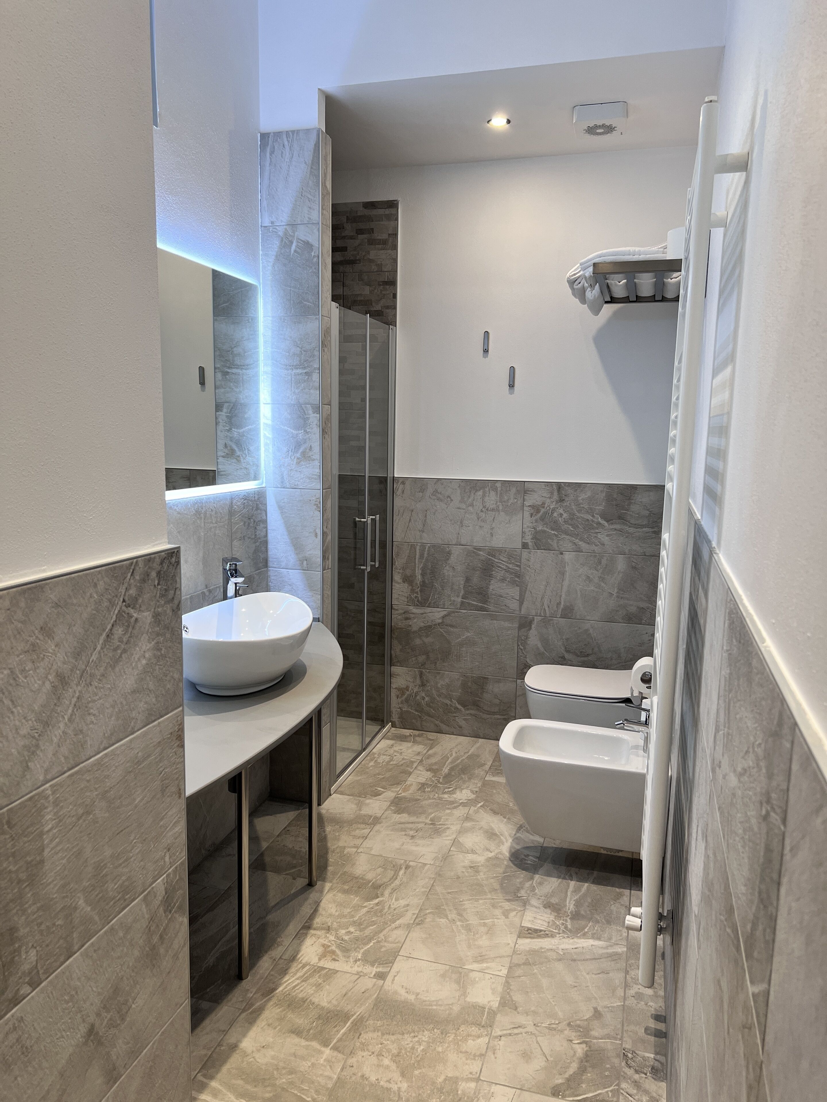 Superior Apartment | Bathroom | Shower, rainfall showerhead, hair dryer, bidet