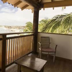 On the beach, sun-loungers, beach umbrellas, scuba diving