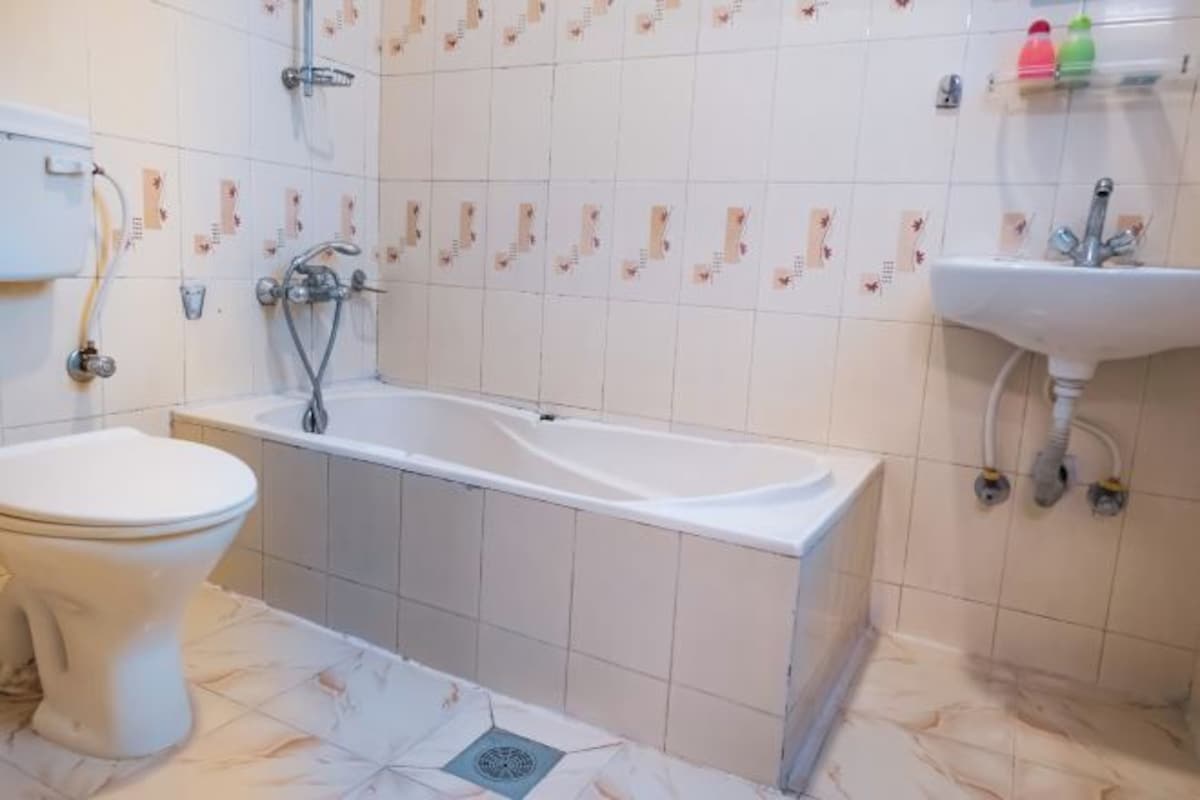 Hair dryer, slippers, towels