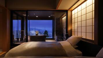 Japanese Western Room with living room and Open Air Bath (70sqm) | In-room safe, iron/ironing board, free WiFi, bed sheets