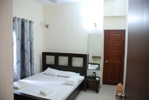 Desk, free WiFi, bed sheets