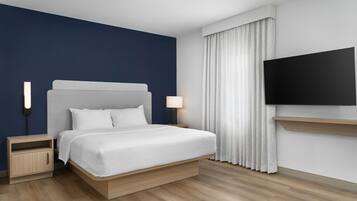 Hypo-allergenic bedding available, desk, laptop workspace