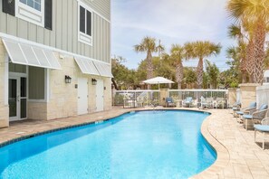 Outdoor pool, open 6:00 AM to 10:00 AM, pool umbrellas, sun loungers