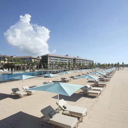 Private beach, sun loungers, beach umbrellas