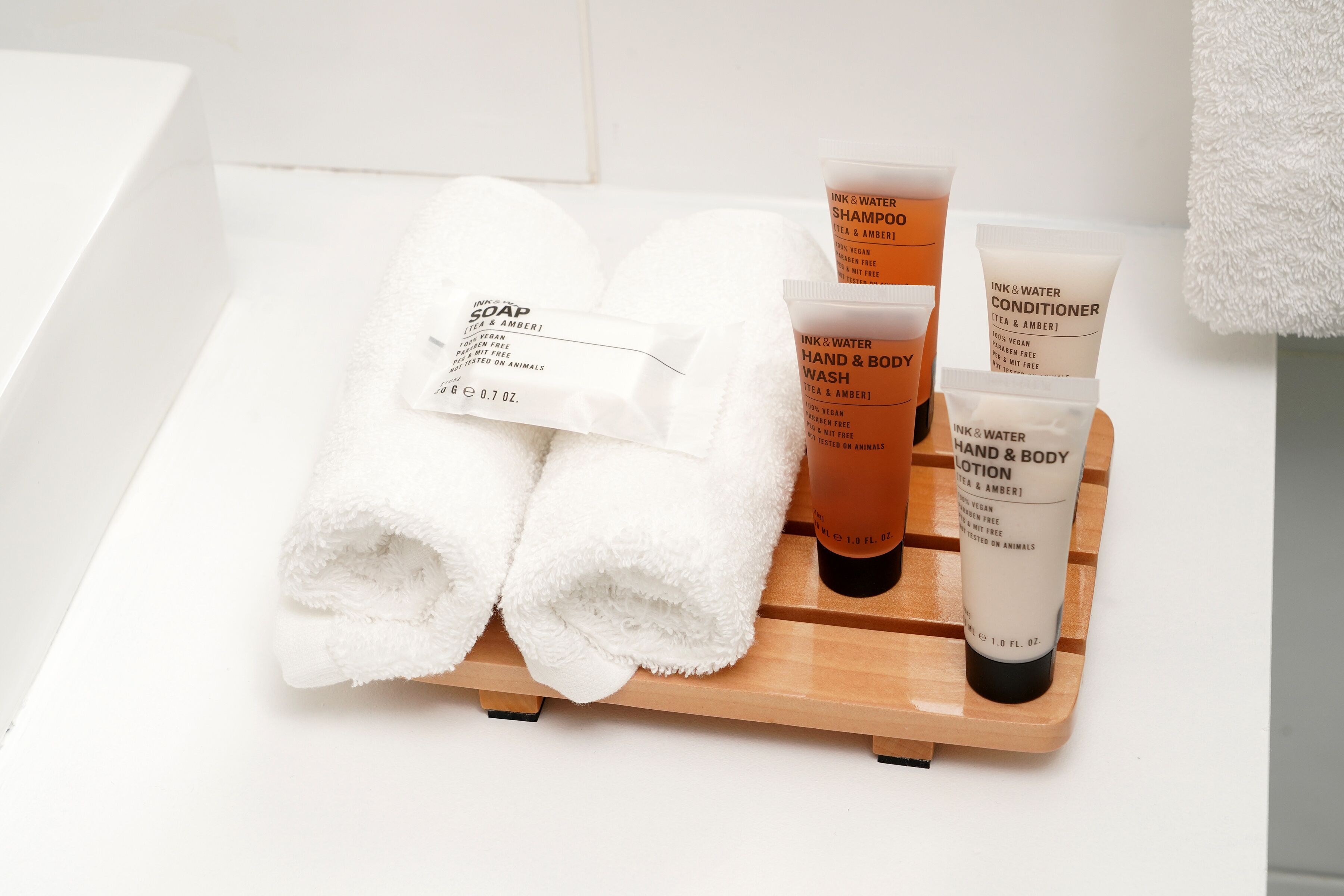 free toiletries, hair dryer, towels, soap