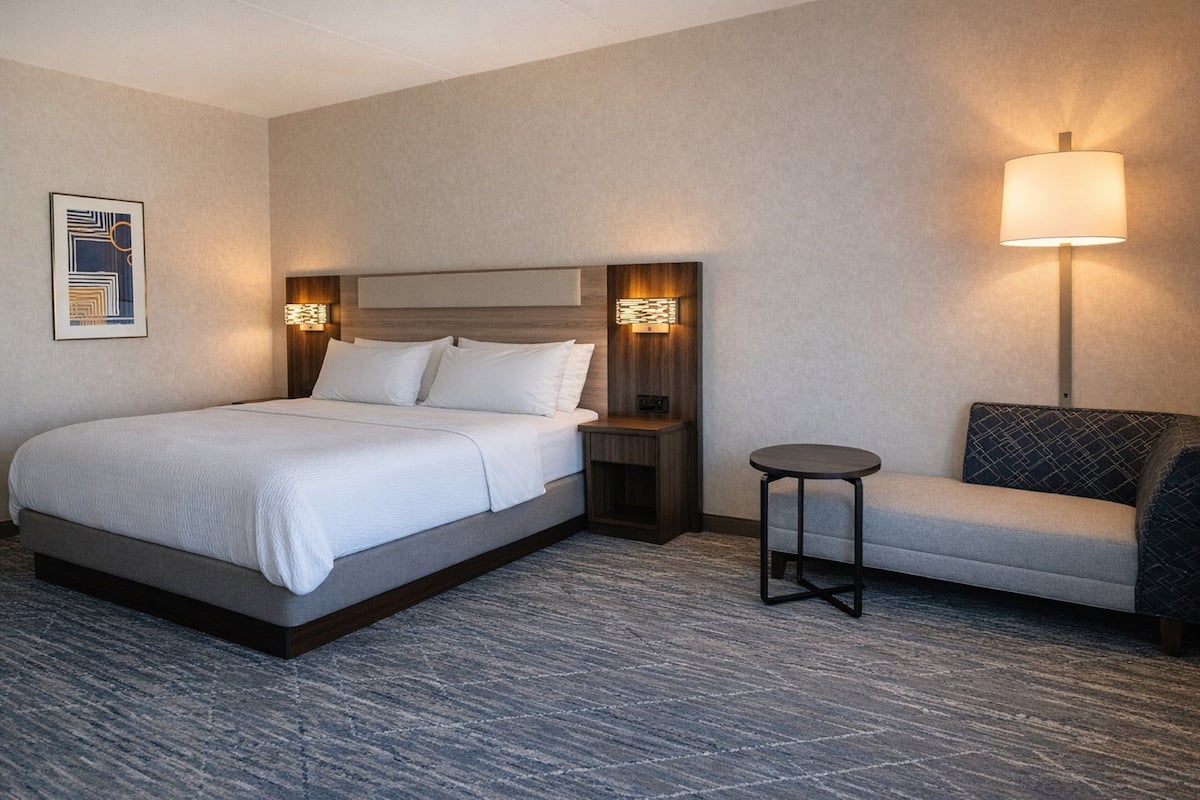 Hypo-allergenic bedding, desk, iron/ironing board