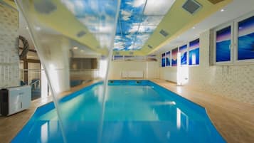 Indoor pool, free pool cabanas