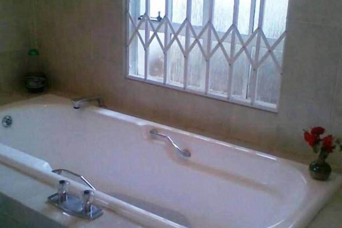 Bathtub, hair dryer, towels