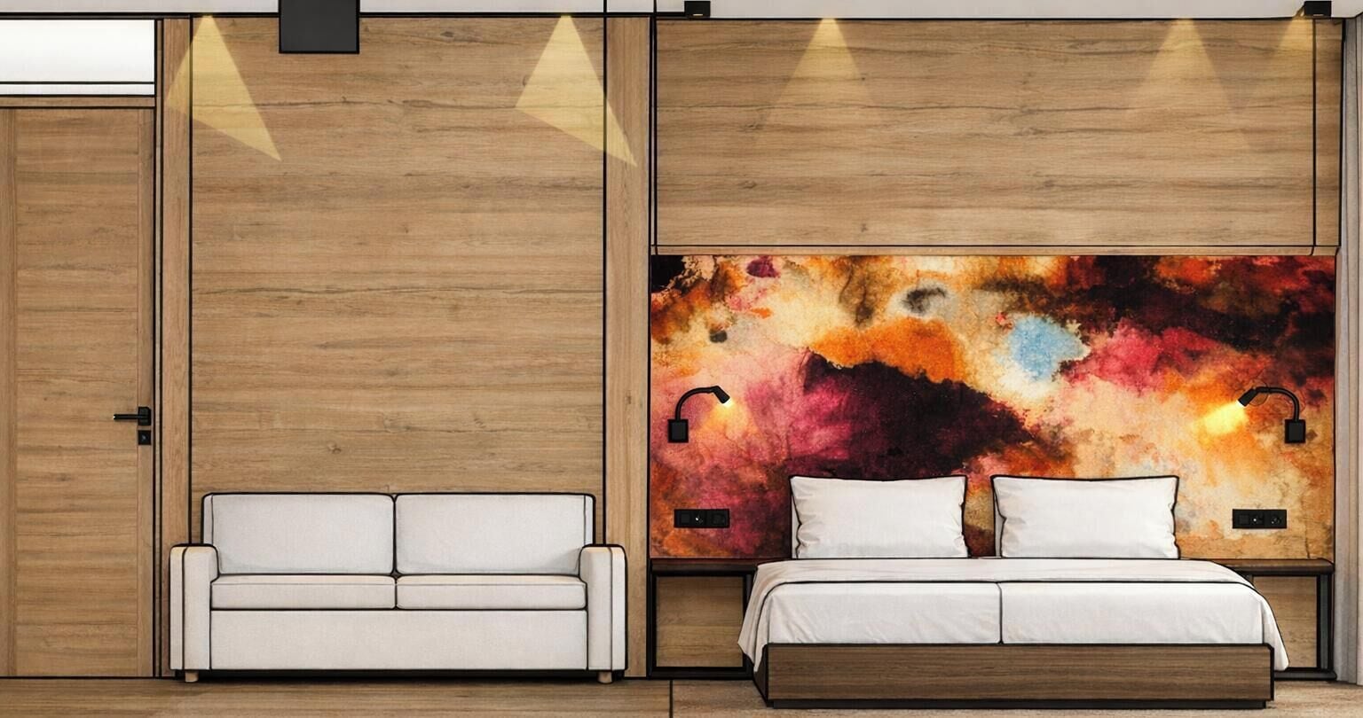 Habitación doble Premium, balcón | Caja de seguridad en la habitación, escritorio y cortinas blackout 