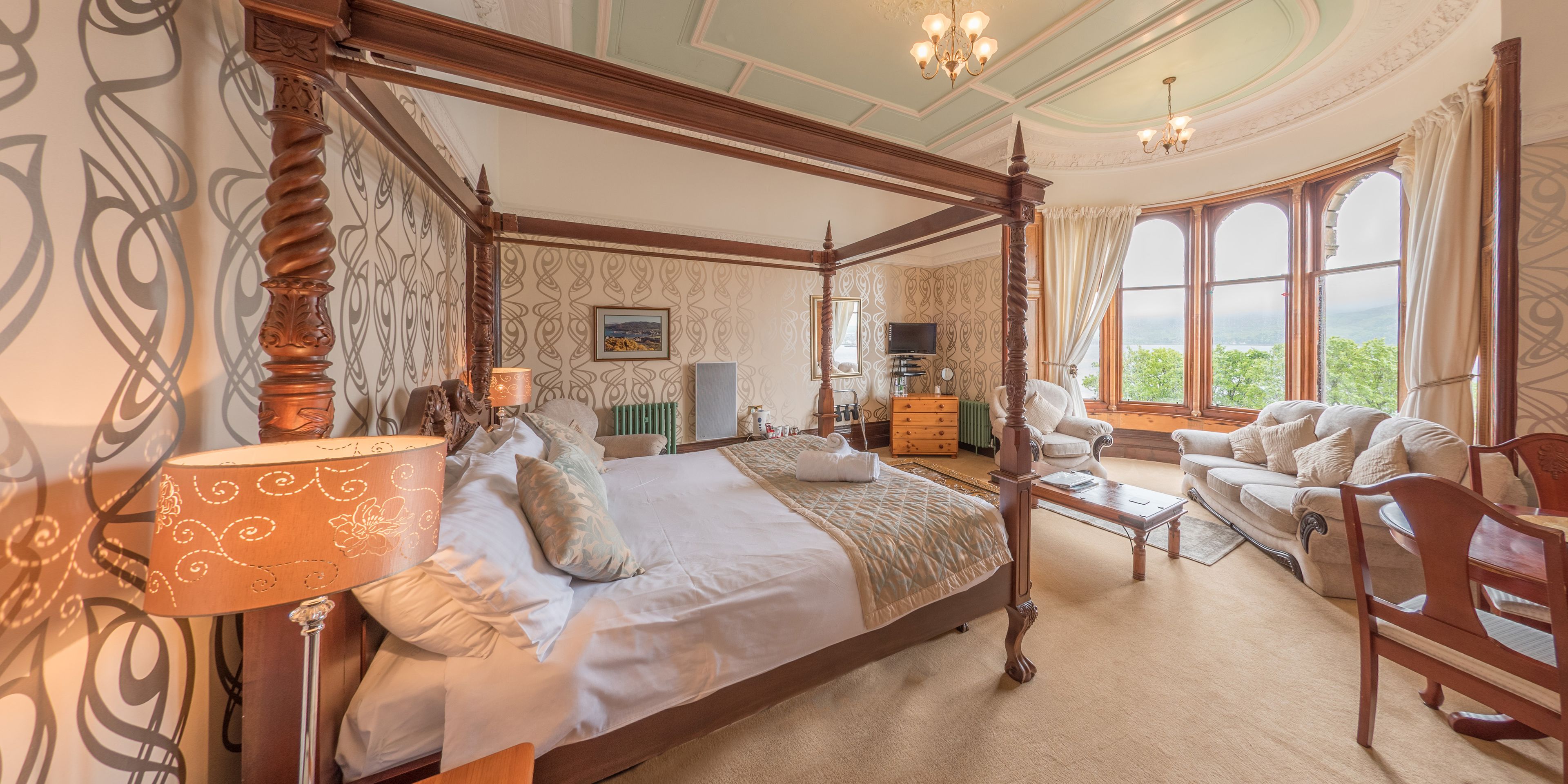 studio suite, four  poster bed, sea  view | view from room