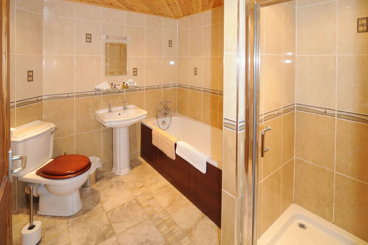 free toiletries, hair dryer, bathrobes, towels