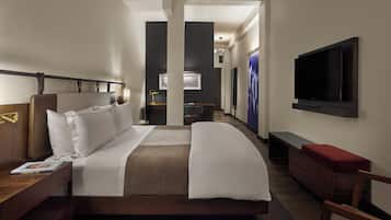 Frette Italian sheets, premium bedding, down duvets, minibar