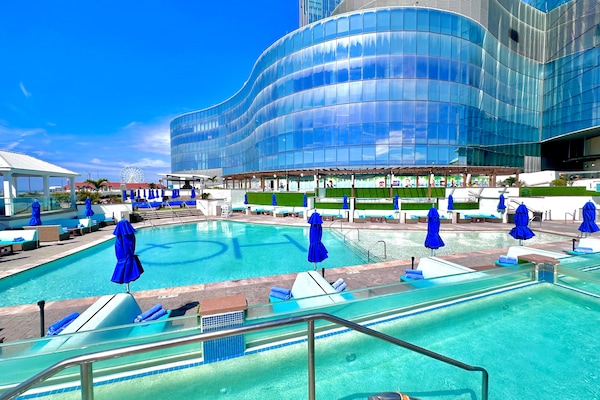 Indoor pool, seasonal outdoor pool, cabanas (surcharge), sun loungers