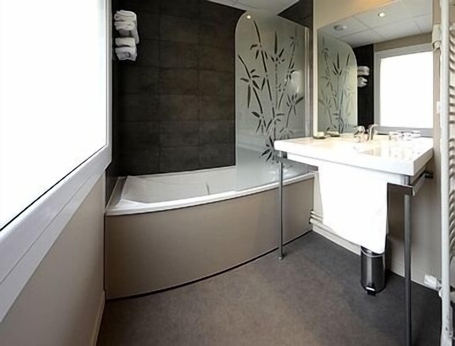 combined shower/bathtub, free toiletries, hair dryer, towels