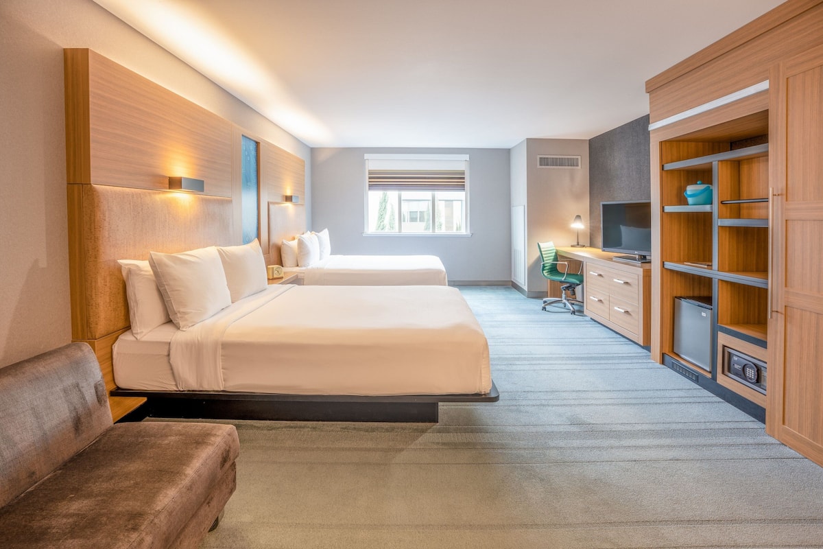 aloft, Room, 2 Queen Beds, Non Smoking | Premium bedding, in-room safe, desk, iron/ironing board