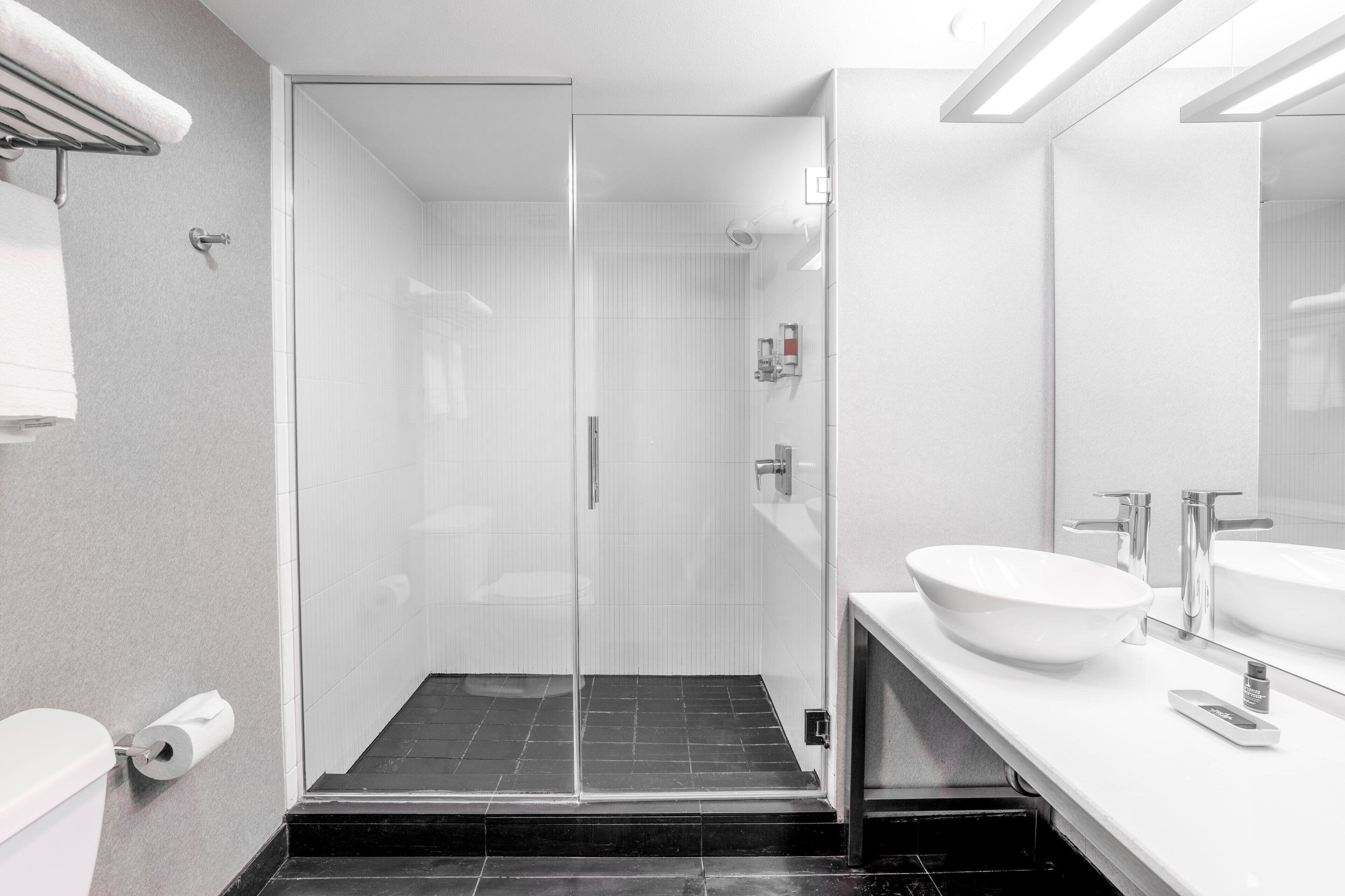 free toiletries, hair dryer, towels