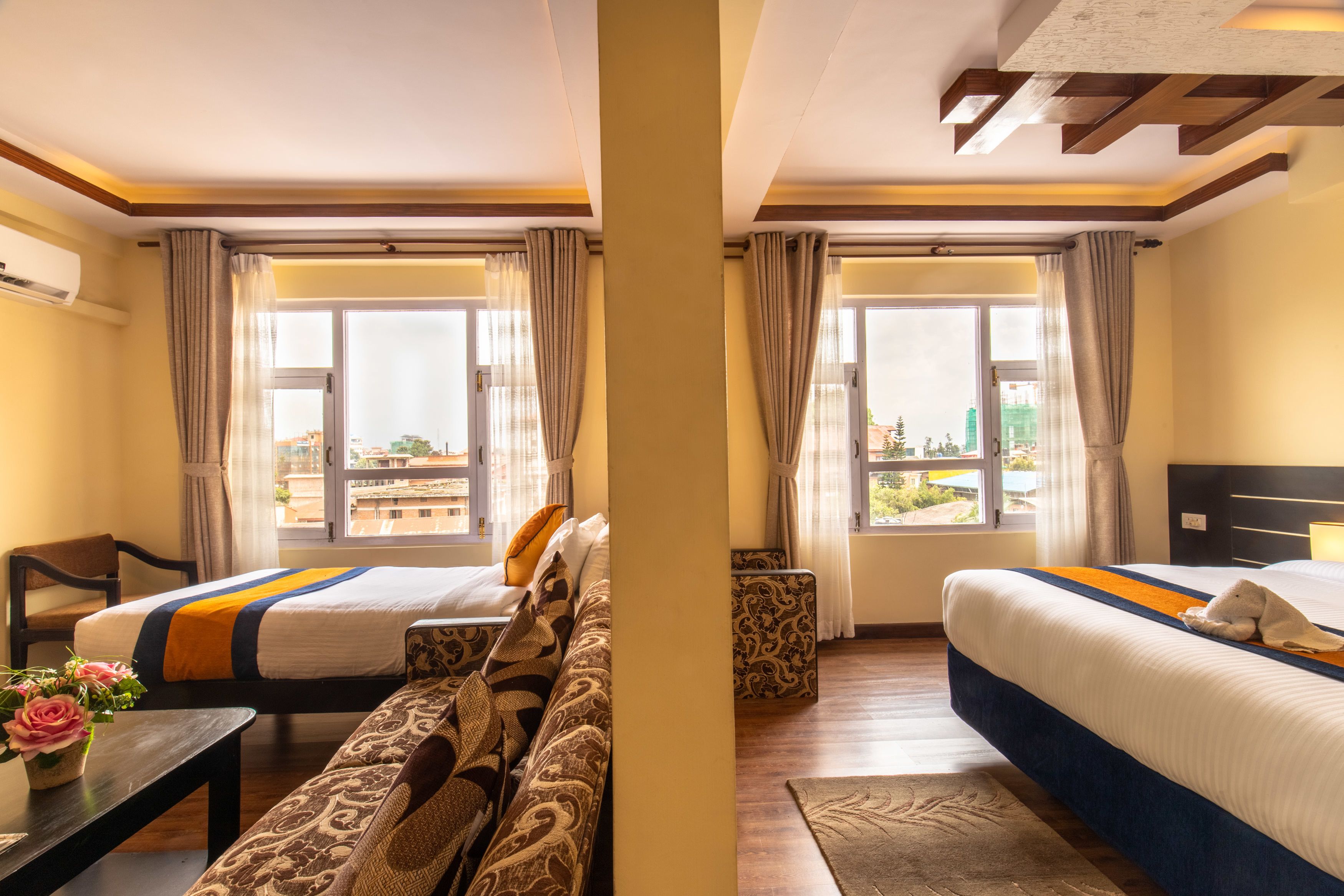 family studio suite, multiple beds, bathtub, city view | premium bedding, memory-foam beds, individually decorated